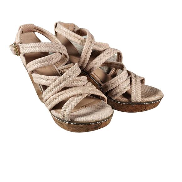 Sole Society Platform Wedge Heel Beige Strappy Sandals Womens 10B/EU40 Shoes EUC - Picture 3 of 11